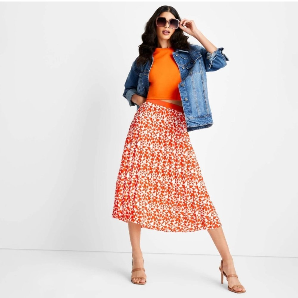 Women's Pleated A-Line Skirt Future Collective Sz 2 OneWTagsOneWithout,sz16 4